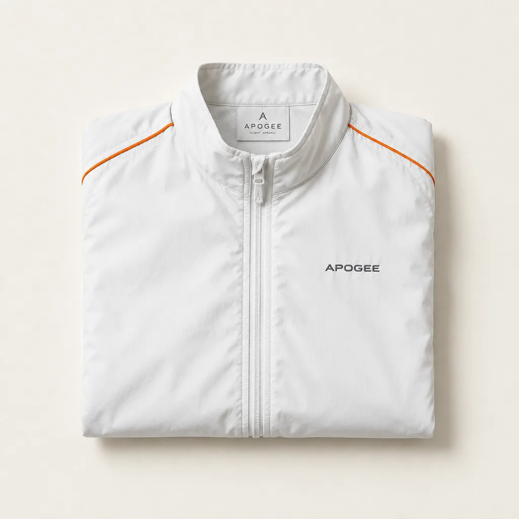 White flight jacket with orange piping