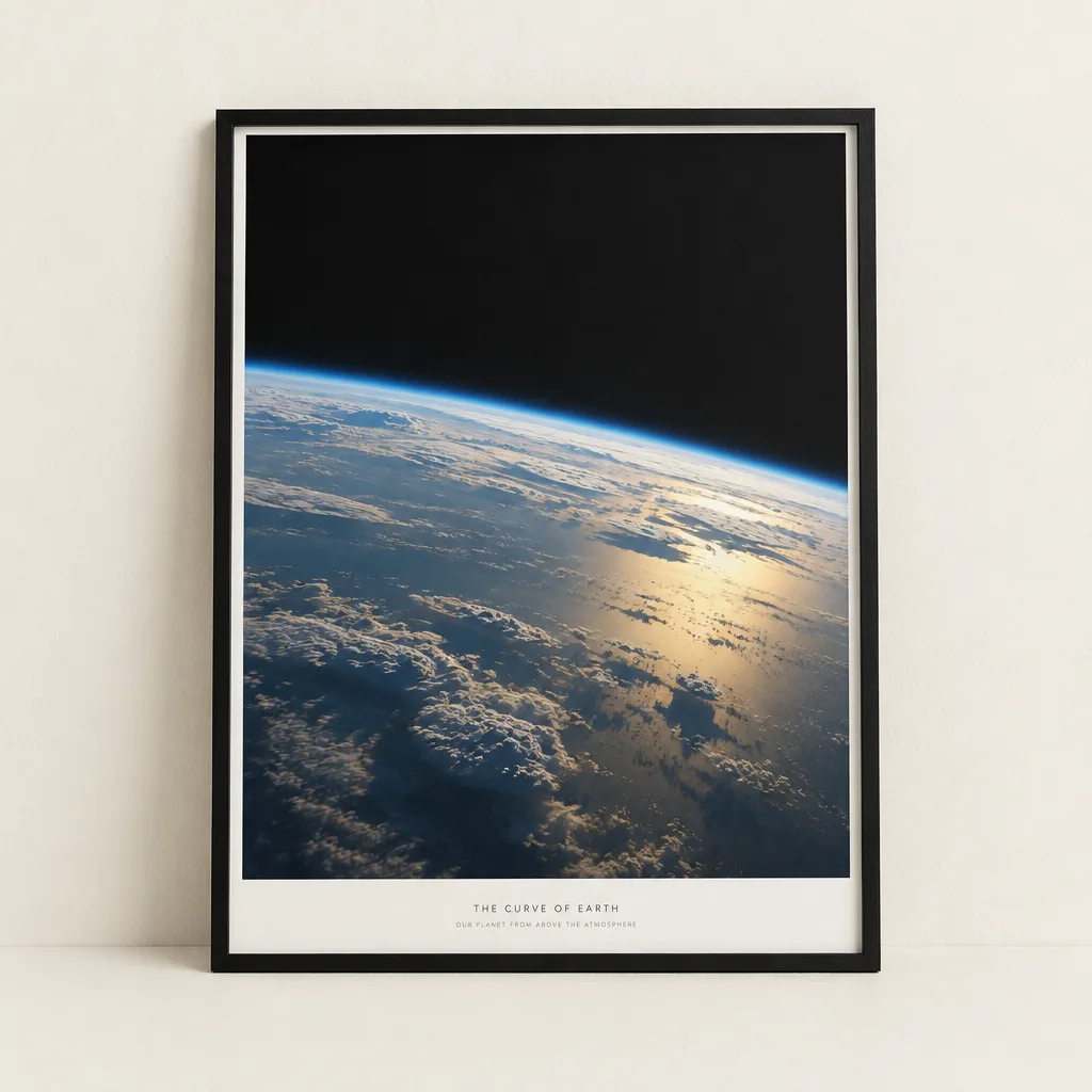 Framed print of the Earth from the cabin window