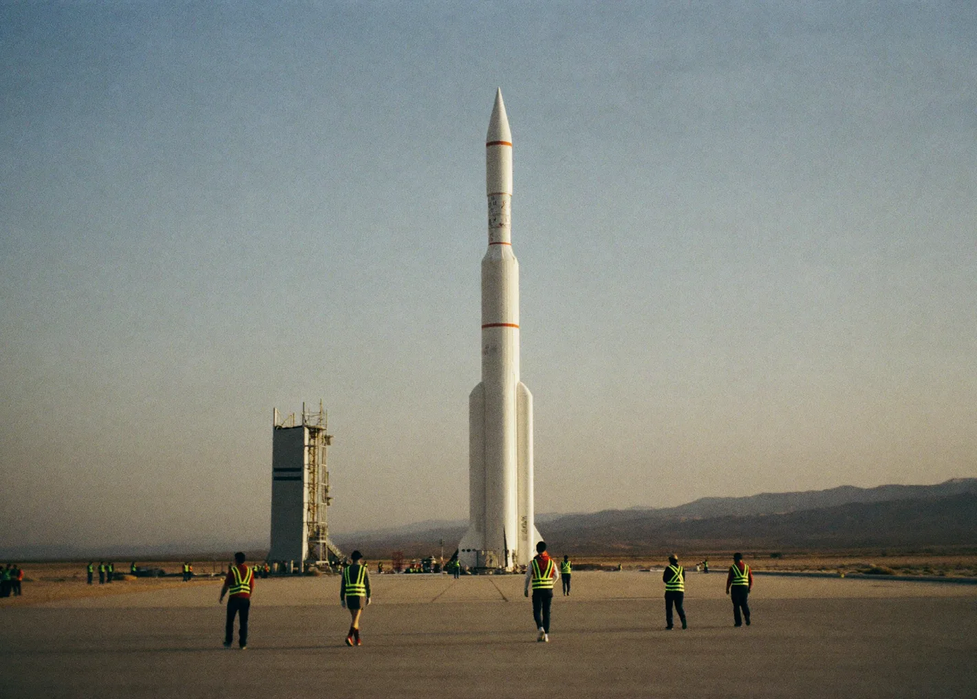 The vehicle on the pad at dawn