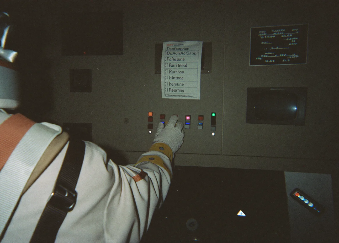 Strapped into the cabin simulator